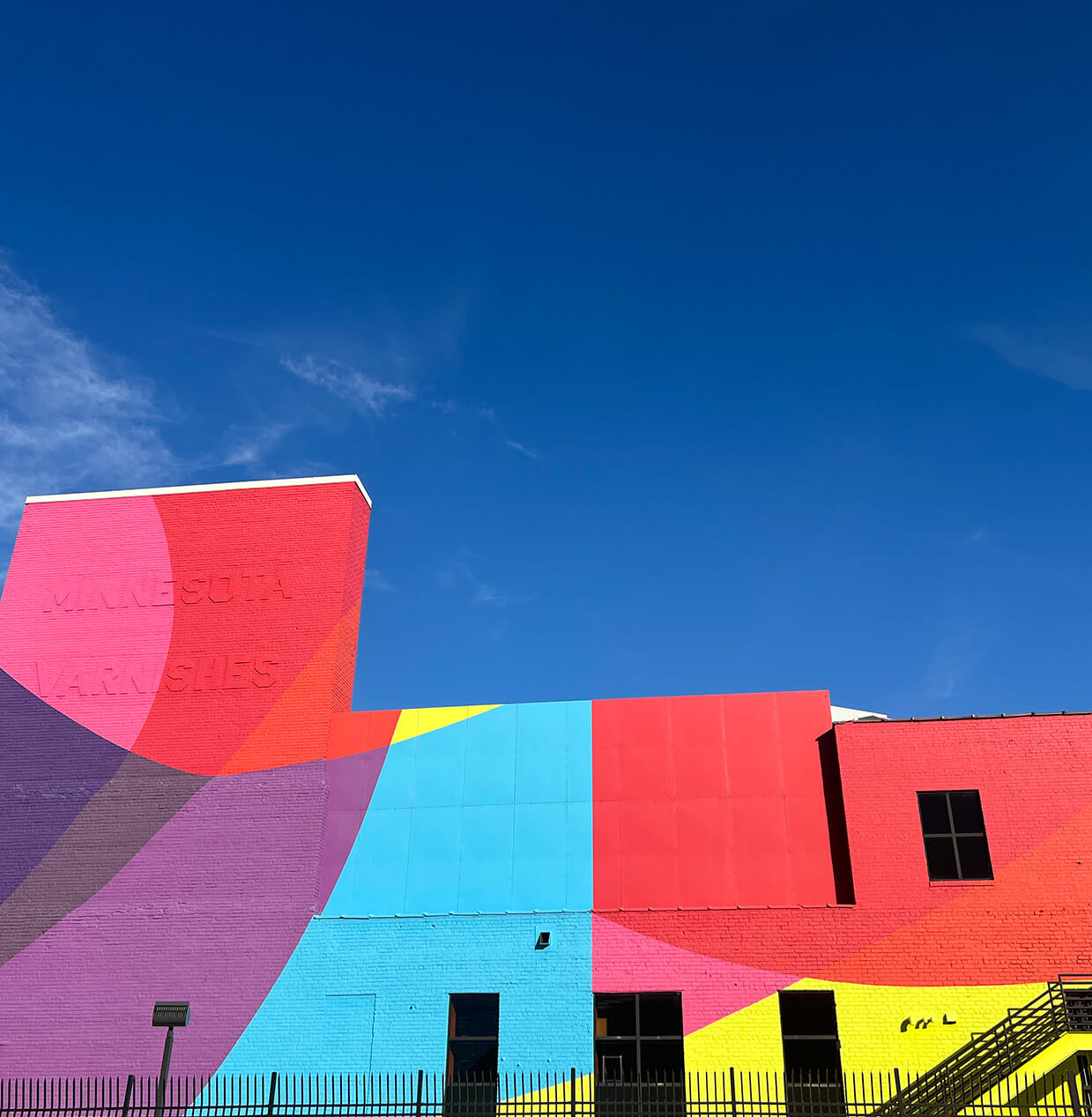 multi color painted building exterior
